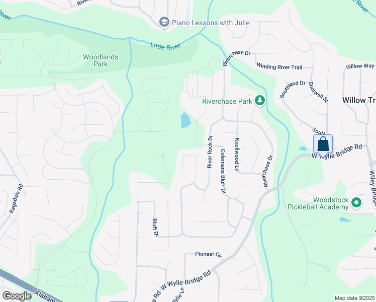 map of restaurants, bars, coffee shops, grocery stores, and more near 125 Colemans Bluff Drive in Woodstock