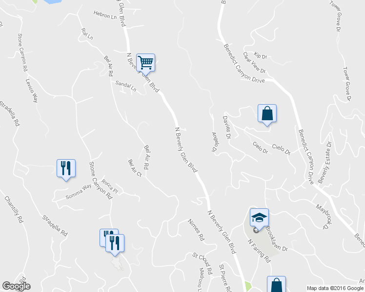 map of restaurants, bars, coffee shops, grocery stores, and more near 1218 Fernbush Lane in Los Angeles