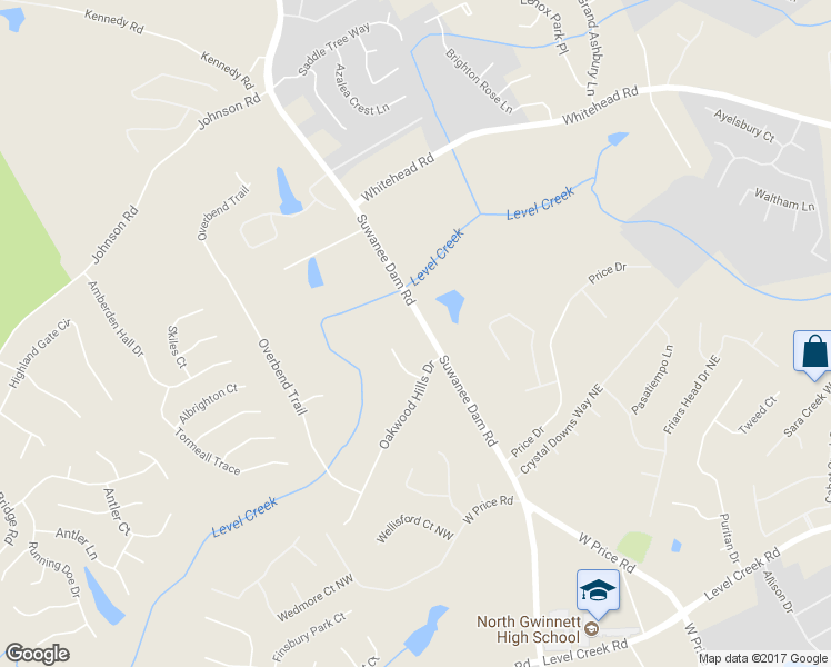 map of restaurants, bars, coffee shops, grocery stores, and more near 5234 Suwanee Dam Road in Suwanee
