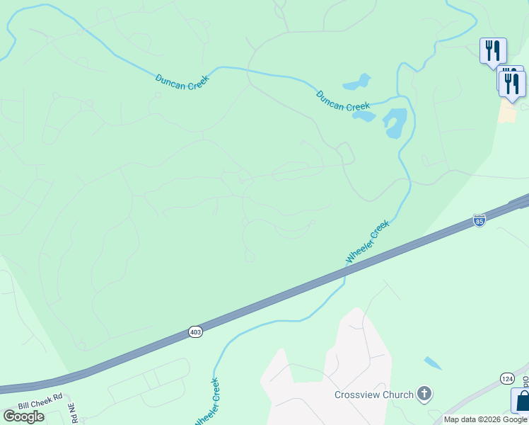 map of restaurants, bars, coffee shops, grocery stores, and more near 5718 Legends Club Circle in Braselton