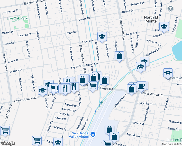 map of restaurants, bars, coffee shops, grocery stores, and more near 4933 Persimmon Avenue in Temple City