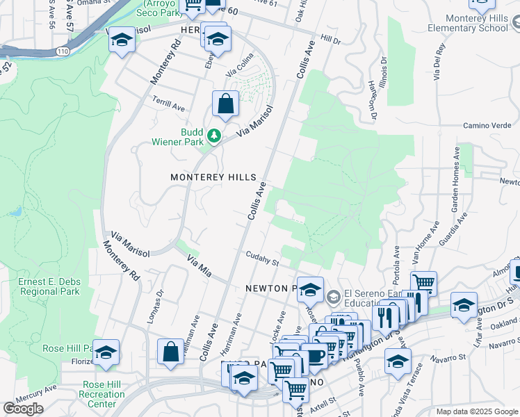 map of restaurants, bars, coffee shops, grocery stores, and more near 4216 Collis Avenue in Los Angeles