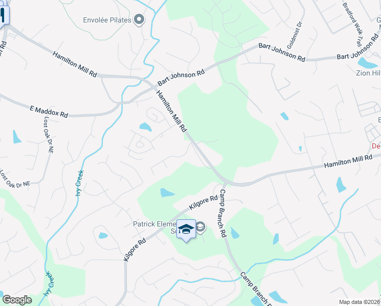 map of restaurants, bars, coffee shops, grocery stores, and more near 2845 Hamil Chase Drive in Buford