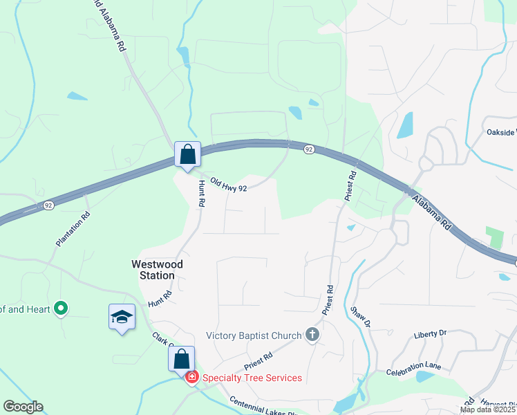 map of restaurants, bars, coffee shops, grocery stores, and more near 5777 Salem Terrace in Acworth