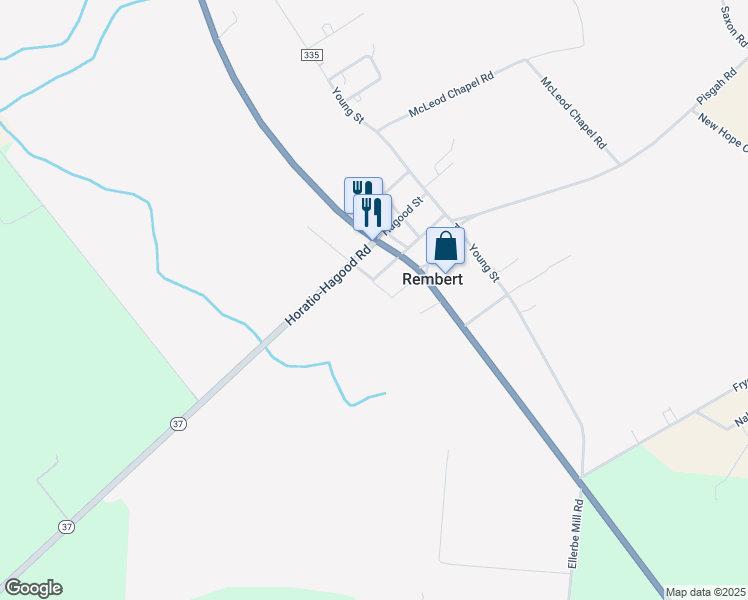 map of restaurants, bars, coffee shops, grocery stores, and more near 6720 Bradley Street in Rembert