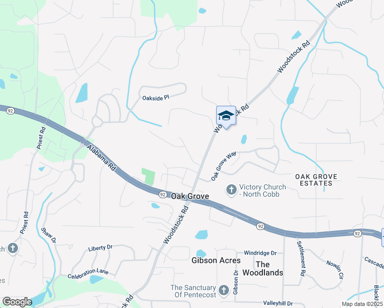 map of restaurants, bars, coffee shops, grocery stores, and more near 108 Creekwood Tr in Acworth