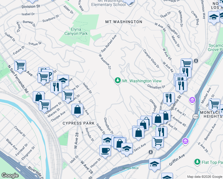 map of restaurants, bars, coffee shops, grocery stores, and more near 3613 Camino Real in Los Angeles