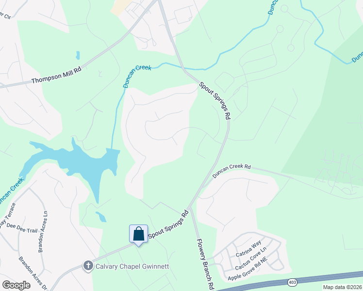 map of restaurants, bars, coffee shops, grocery stores, and more near 2113 Andrewood Place in Buford
