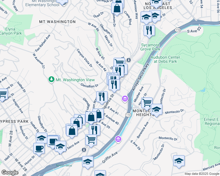 map of restaurants, bars, coffee shops, grocery stores, and more near in Los Angeles