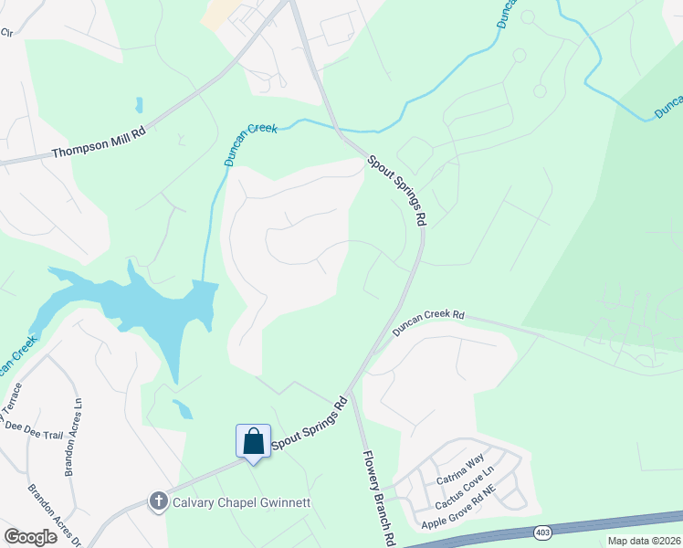 map of restaurants, bars, coffee shops, grocery stores, and more near 2113 Andrewood Place in Buford
