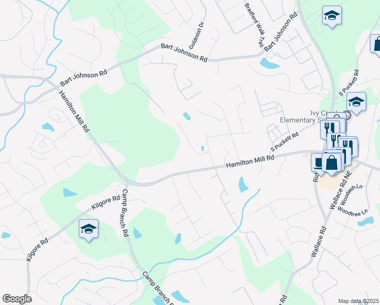 map of restaurants, bars, coffee shops, grocery stores, and more near 3478 Crayton Glen Way in Buford