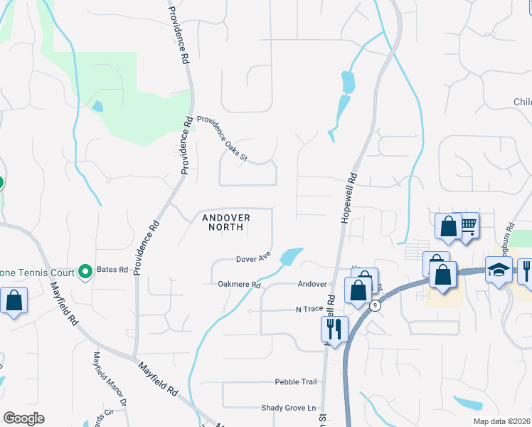 map of restaurants, bars, coffee shops, grocery stores, and more near 4062 Dover Avenue in Alpharetta