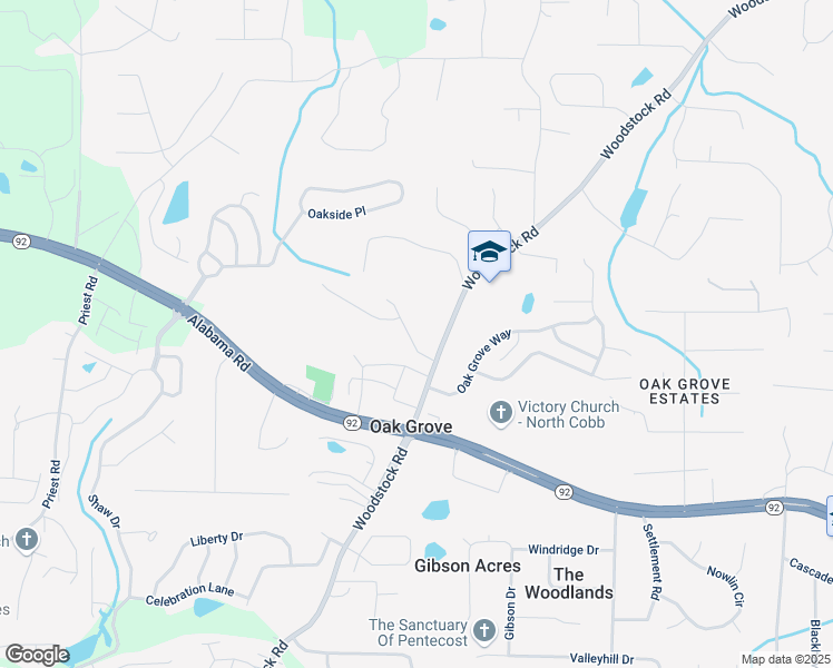 map of restaurants, bars, coffee shops, grocery stores, and more near 108 Creekwood Tr in Acworth