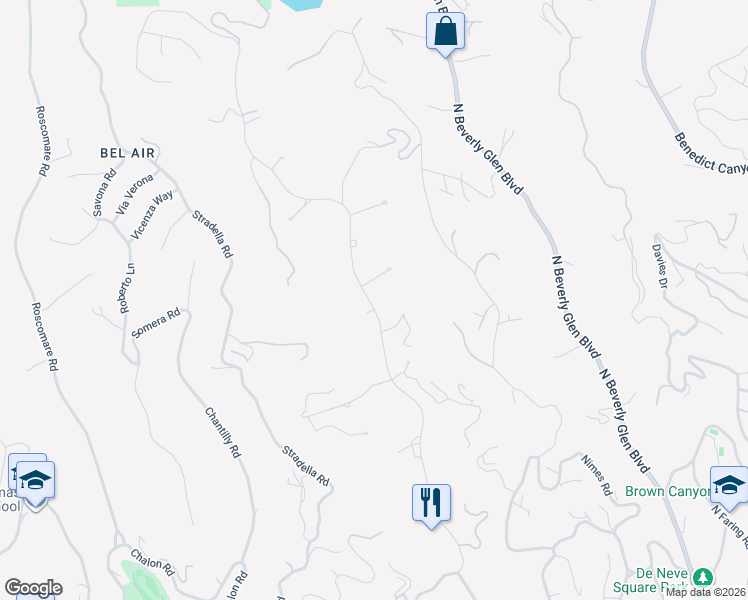 map of restaurants, bars, coffee shops, grocery stores, and more near 1150 Stone Canyon Road in Los Angeles