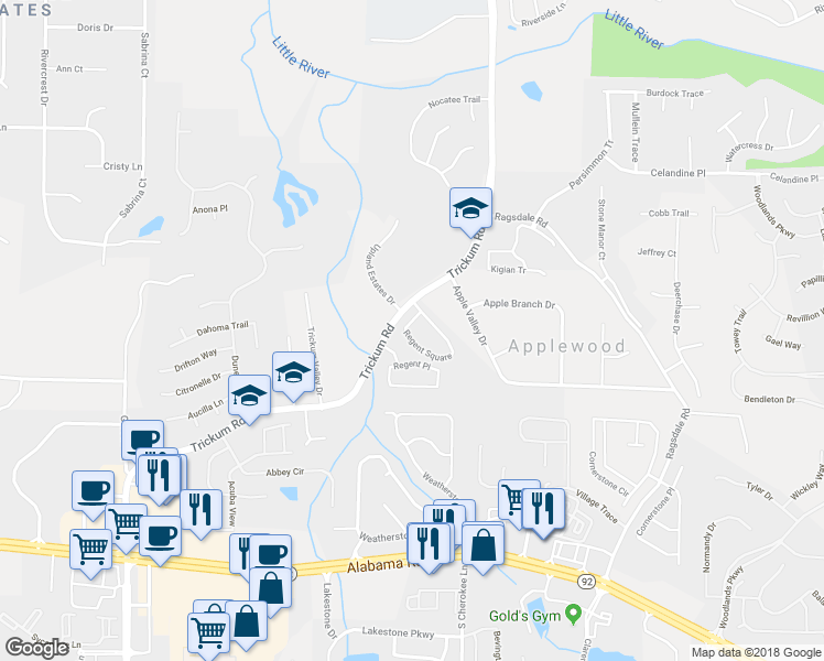 map of restaurants, bars, coffee shops, grocery stores, and more near 278 Regent Square in Woodstock
