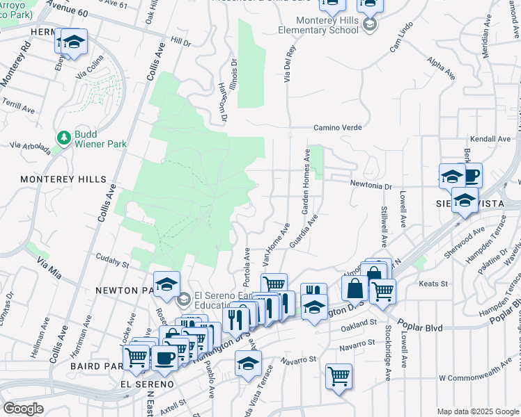map of restaurants, bars, coffee shops, grocery stores, and more near 4254 Corona Drive in Los Angeles