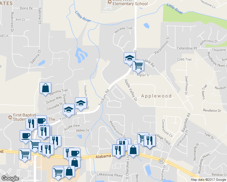 map of restaurants, bars, coffee shops, grocery stores, and more near 281 Regent Square in Woodstock