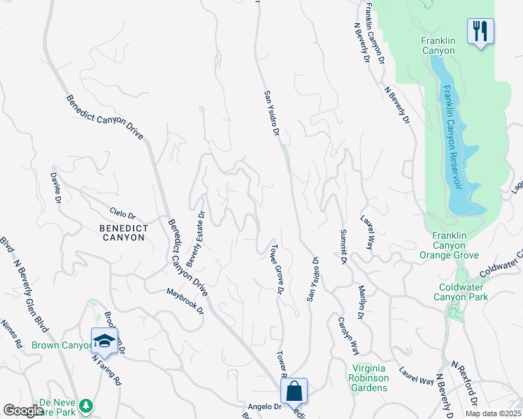 map of restaurants, bars, coffee shops, grocery stores, and more near 9892 Beverly Grove Drive in Beverly Hills