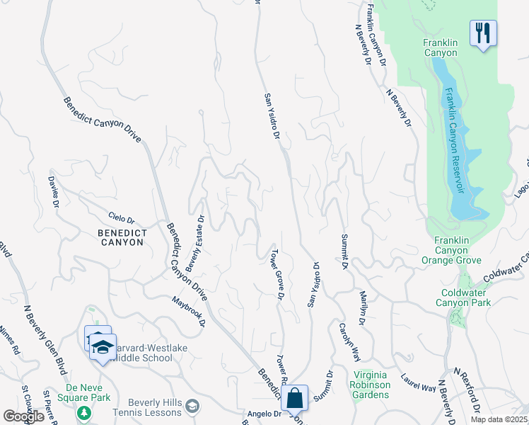 map of restaurants, bars, coffee shops, grocery stores, and more near 9894 Beverly Grove Drive in Beverly Hills