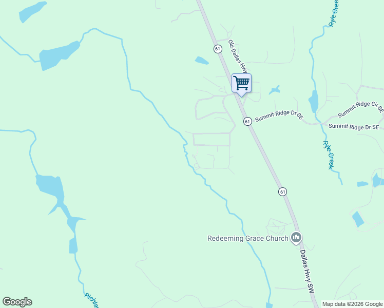 map of restaurants, bars, coffee shops, grocery stores, and more near 170 Rolling Hills Drive Southwest in Cartersville