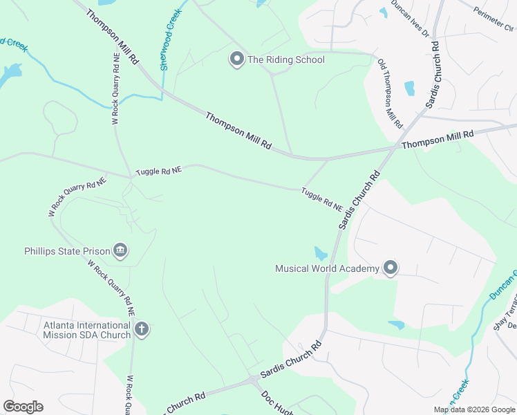 map of restaurants, bars, coffee shops, grocery stores, and more near 4197 Tuggle Road Northeast in Buford