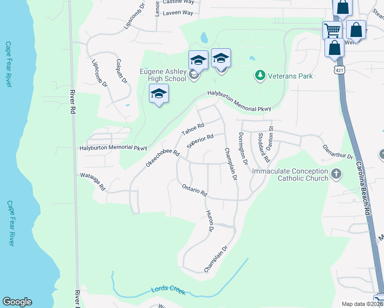 map of restaurants, bars, coffee shops, grocery stores, and more near 426 Superior Rd in Wilmington