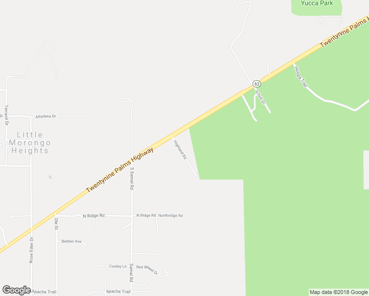 map of restaurants, bars, coffee shops, grocery stores, and more near 8673 Highland Road in Morongo Valley