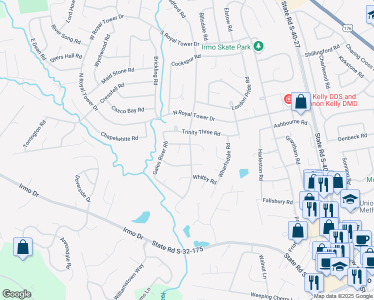 map of restaurants, bars, coffee shops, grocery stores, and more near 224 Chadford Road in Irmo
