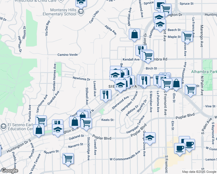 map of restaurants, bars, coffee shops, grocery stores, and more near 4326 Maycrest Avenue in Los Angeles