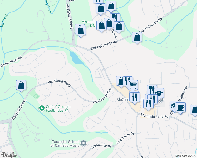 map of restaurants, bars, coffee shops, grocery stores, and more near 5027 Morriscastle Drive in Alpharetta