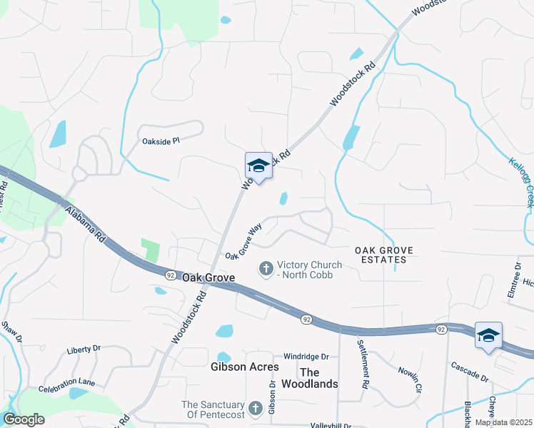 map of restaurants, bars, coffee shops, grocery stores, and more near 231 Oak Grove Way in Acworth