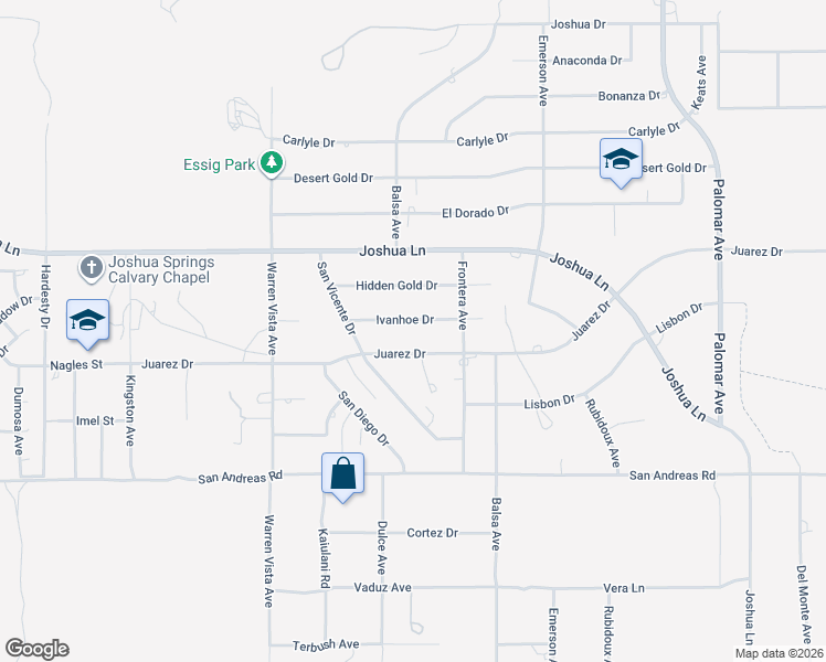 map of restaurants, bars, coffee shops, grocery stores, and more near 57961 Ivanhoe Drive in Yucca Valley