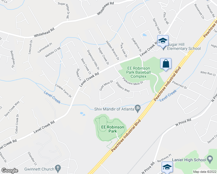 map of restaurants, bars, coffee shops, grocery stores, and more near 770 Simmons Mine Circle in Sugar Hill
