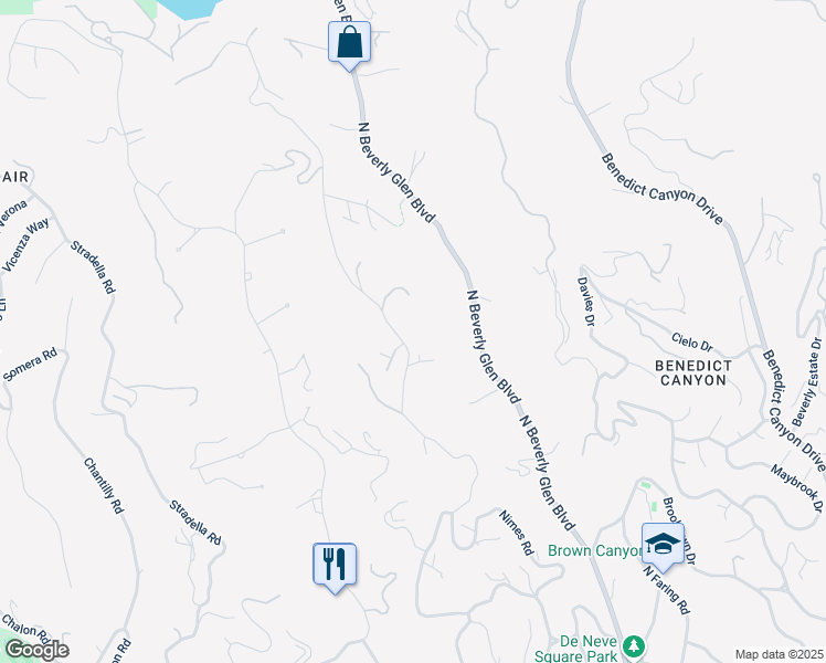 map of restaurants, bars, coffee shops, grocery stores, and more near 1200 Bel Air Road in Los Angeles