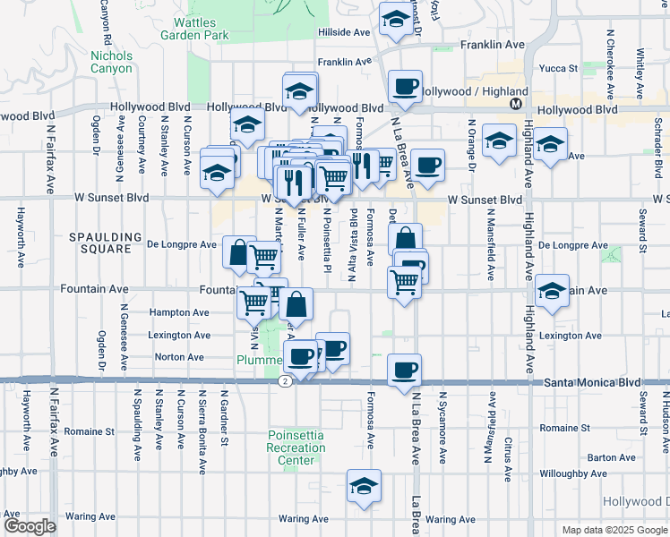 1324 North Poinsettia Place Los Angeles Ca Walk Score Map Of Restaurants Bars Coffee S Grocery Ore Near 1324