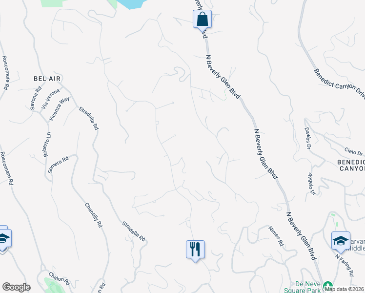 map of restaurants, bars, coffee shops, grocery stores, and more near 10550 Dolcedo Way in Los Angeles