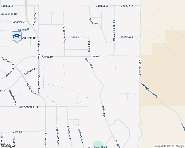 map of restaurants, bars, coffee shops, grocery stores, and more near Indio Avenue in Yucca Valley