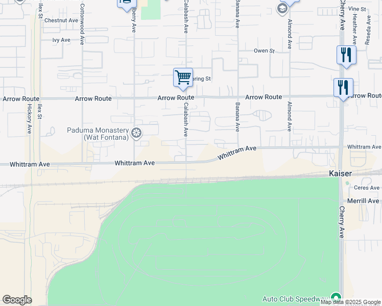 map of restaurants, bars, coffee shops, grocery stores, and more near 13932 Whittram Avenue in Fontana