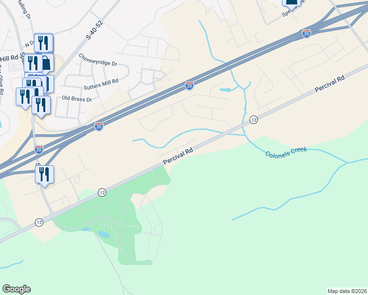 map of restaurants, bars, coffee shops, grocery stores, and more near 4655 Percival Road in Columbia