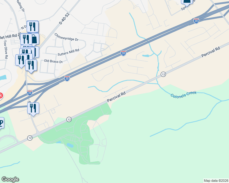 map of restaurants, bars, coffee shops, grocery stores, and more near 4701 Percival Road in Columbia