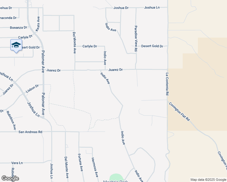 map of restaurants, bars, coffee shops, grocery stores, and more near Indio Avenue in Yucca Valley
