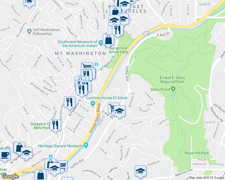 map of restaurants, bars, coffee shops, grocery stores, and more near 4528 Mosher Avenue in Los Angeles