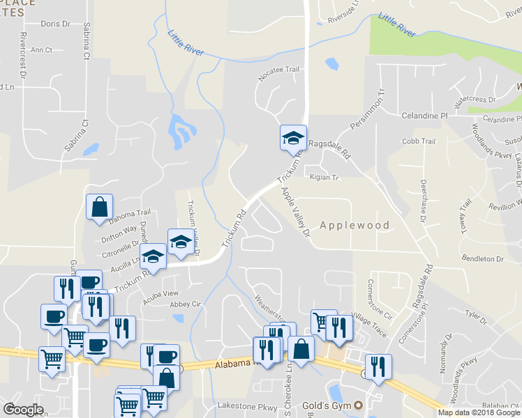 map of restaurants, bars, coffee shops, grocery stores, and more near 288 Regent Square in Woodstock