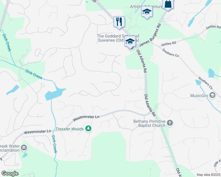 map of restaurants, bars, coffee shops, grocery stores, and more near 9020 Brixton Place in Suwanee