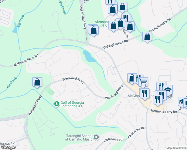 map of restaurants, bars, coffee shops, grocery stores, and more near 1145 Chasewood Trail in Alpharetta