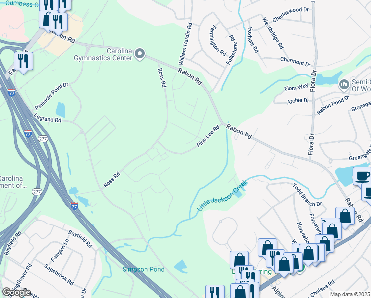 map of restaurants, bars, coffee shops, grocery stores, and more near 220 Pine Lee Road in Columbia
