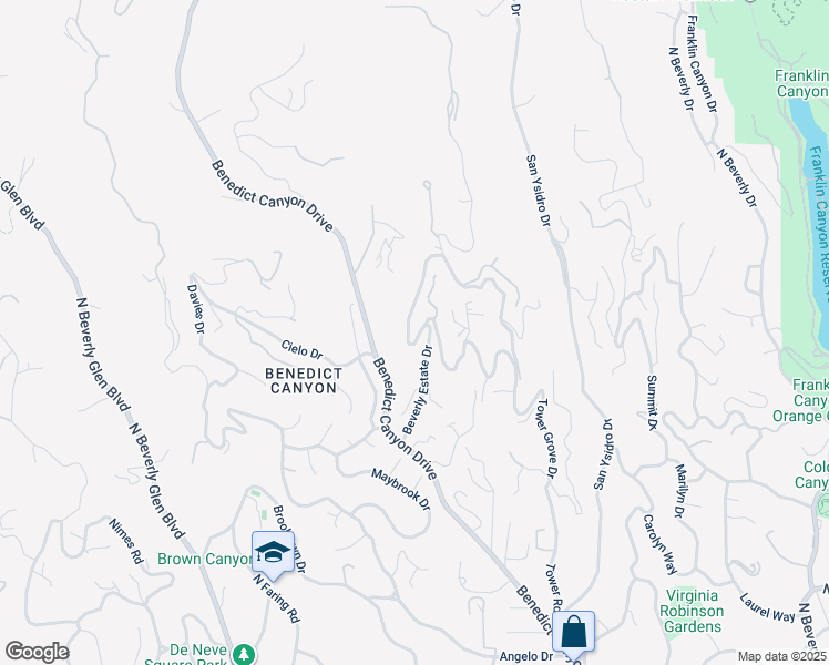 map of restaurants, bars, coffee shops, grocery stores, and more near 1326 Beverly Estate Drive in Beverly Hills