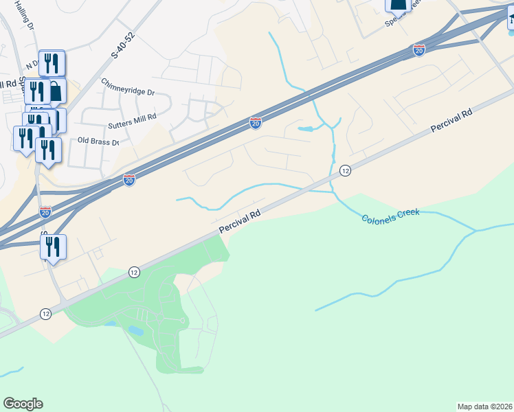 map of restaurants, bars, coffee shops, grocery stores, and more near 4655 Percival Road in Columbia