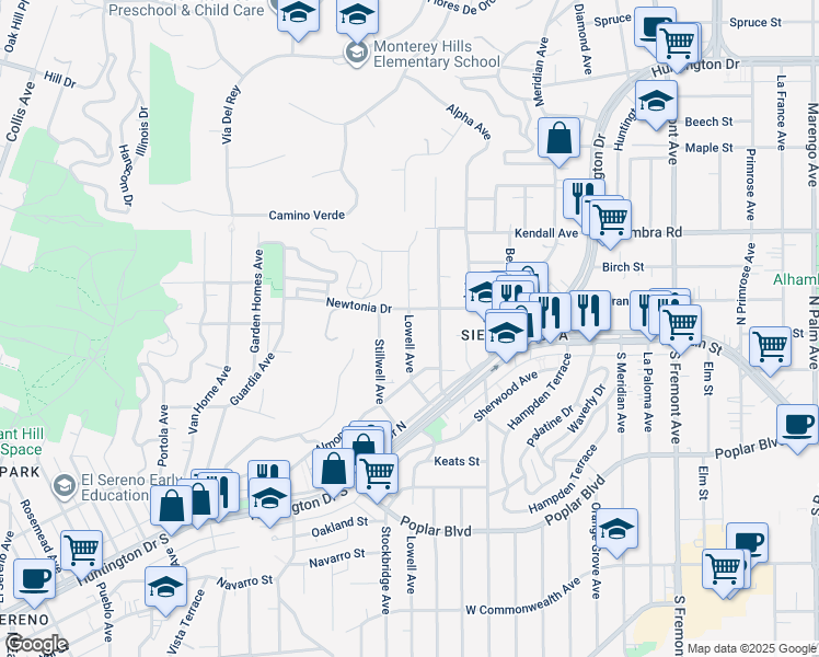 map of restaurants, bars, coffee shops, grocery stores, and more near 4331 Lowell Avenue in Los Angeles