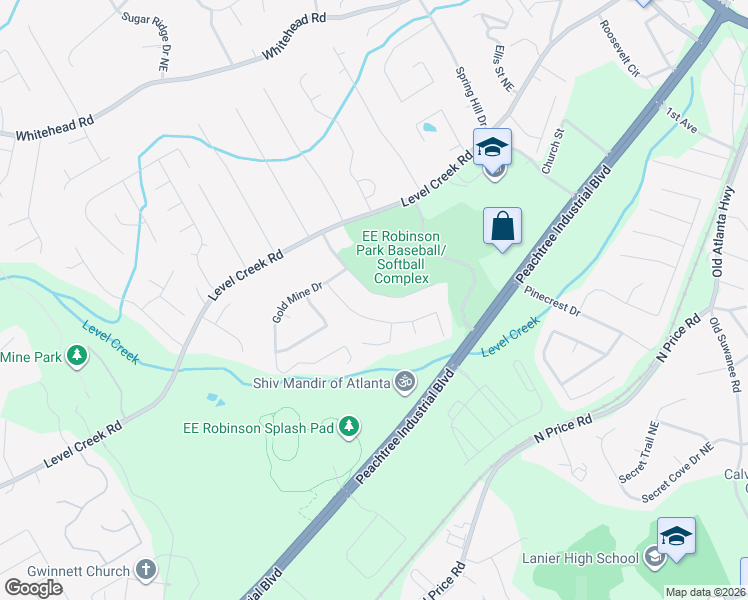 map of restaurants, bars, coffee shops, grocery stores, and more near 4820 Parkview Mine Drive in Sugar Hill